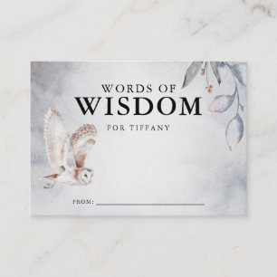 Carte D'accompagnement Bois d'hiver Baby shower Paroles de sagesse