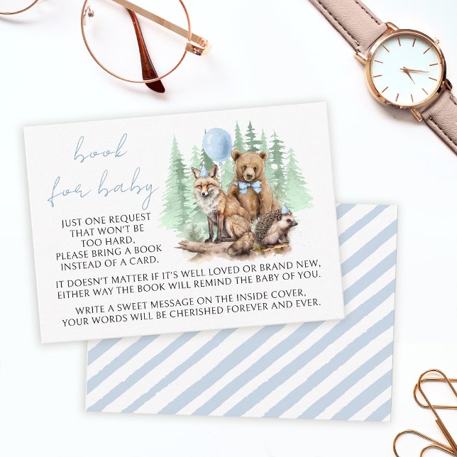 Carte D'accompagnement Bois forêt animaux livre pour bébé garçon douche (Créateur téléchargé)