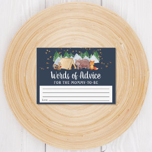 Carte D'accompagnement Bois rustique Animaux de nuit Baby shower de conse