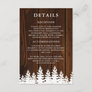 Carte D'accompagnement Bois rustique Automne Automne Mariage d'hiver Code