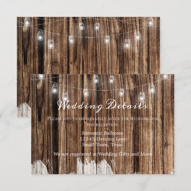 Carte D'accompagnement Bois Rustique et Lanternes (Devant / Derrière)