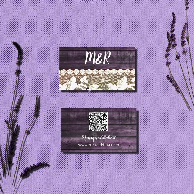 Carte D'accompagnement bois violet&lace - site web du mariage QR (Créateur téléchargé)