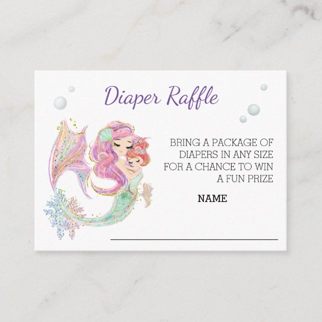 Carte D'accompagnement Boîtes d'aquarelle Mermaid pour Baby shower (Devant)
