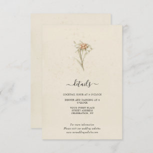 Carte D'accompagnement Boîtier couleur Fleur sauvage vintage