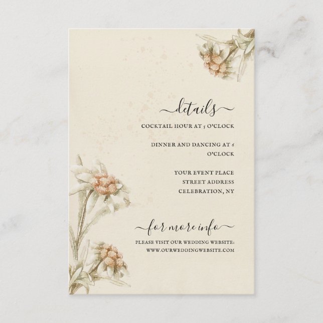 Carte D'accompagnement Boîtier d'aquarelle vintage Edelweiss (Devant)