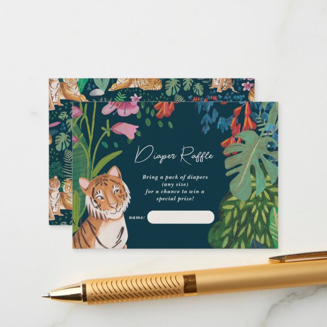 Carte D'accompagnement Boîtier de Baby shower de couches Safari Tiger (Devant/Arrière en situation)