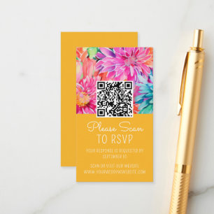 Carte D'accompagnement Boîtier de code QR couleur Mariage Floral