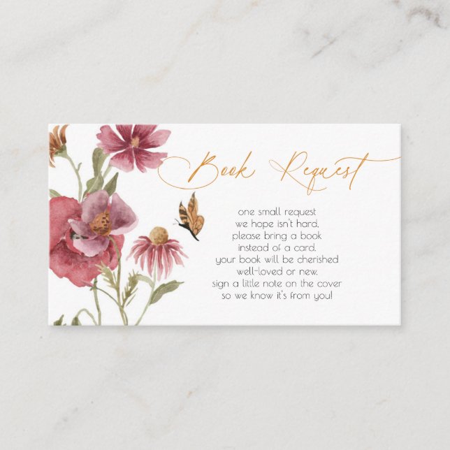 Carte D'accompagnement Boîtier de demande de réservation pour fille fleur (Devant)