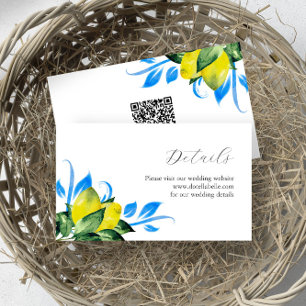 Carte D'accompagnement Boîtier de Mariage de citrons bleu et jaune