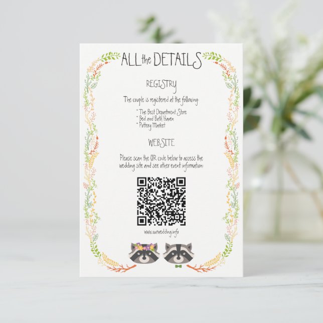 Carte D'accompagnement Boîtier de Mariage rustique de Whimsical Forest Ra (Debout devant)