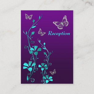Carte D'accompagnement Boîtier de papillons floraux violets, Turquoises e