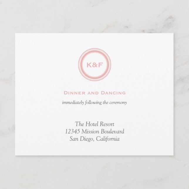 Carte D'accompagnement Boîtier de réception de mariage rose pâle (Devant)