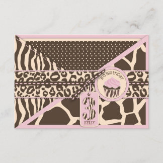 Carte D'accompagnement Boîtier de troisième anniversaire Pink Safari & Cu