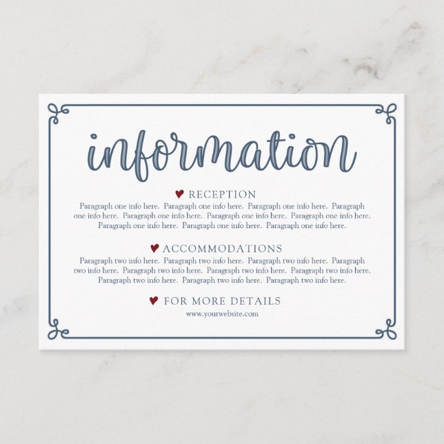 Carte D'accompagnement Boîtier d'informations bleu et rouge foncé (Devant)