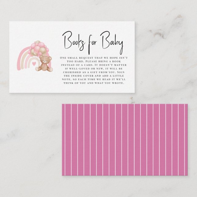 Carte D'accompagnement Boîtier d'ours en peluche moderne rose mignon mini (Devant / Derrière)