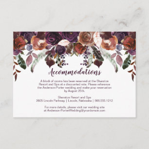 Carte D'accompagnement Boîtier Mariage Boho Rustique Violet