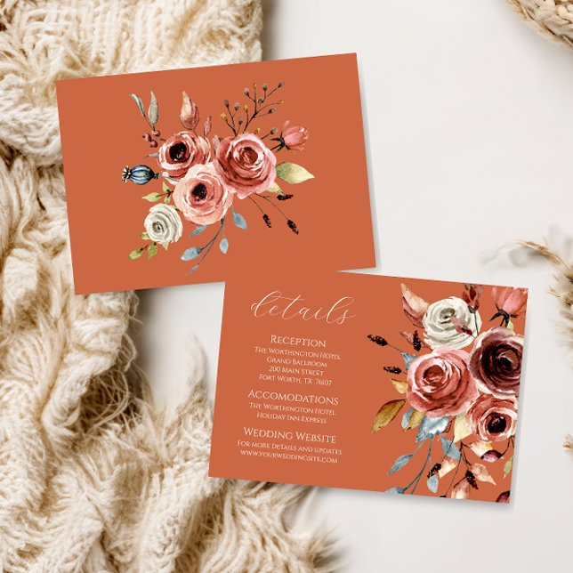 Carte D'accompagnement Boîtier Mariage Floral Terracotta (Créateur téléchargé)