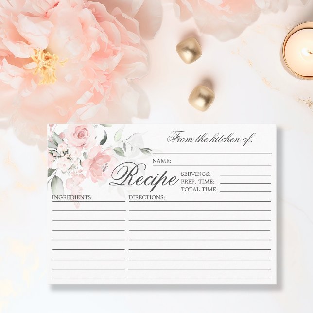 Carte D'accompagnement Boîtier RECEPE Fête des mariées florale Aquarelle (Watercolor Floral Bridal Shower RECIPE Enclosure)