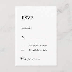 Carte D'accompagnement Boîtier RSVP Antwortkarte simple