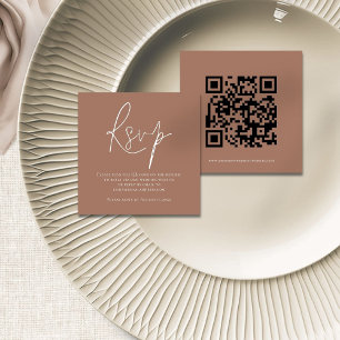 Carte D'accompagnement Boîtier RSVP Brown de code QR de script