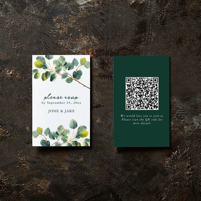 Carte D'accompagnement Boîtier rsvp mariage de la branche Eucalyptus (Modern eucalyptus leaf design on perfect for conveying a natural, fresh feel to your event.)