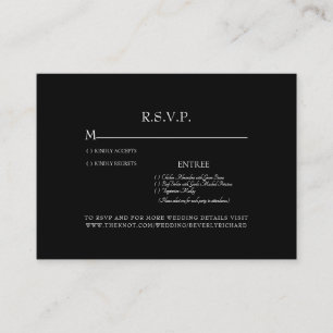 Carte D'accompagnement Boîtier RSVP Noir Mariage