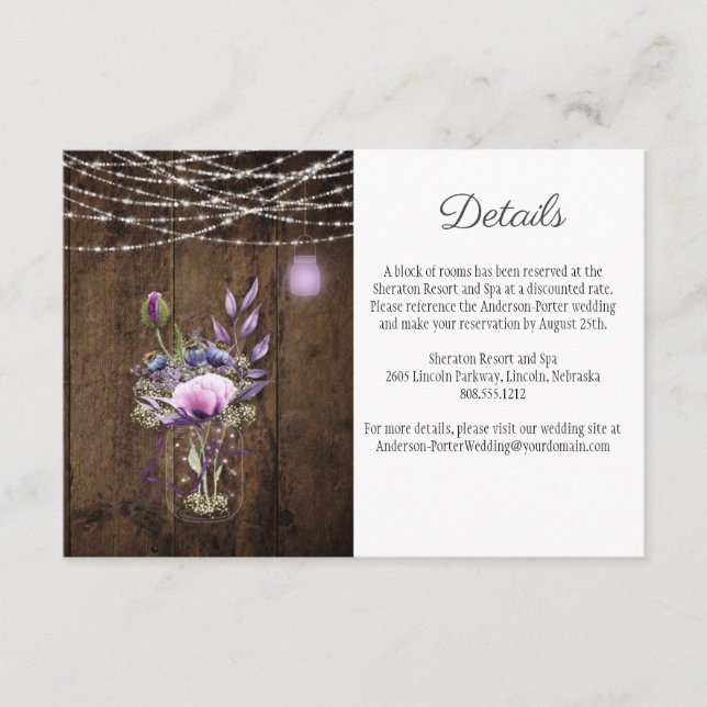 Carte D'accompagnement Boîtier violet à mâchoire à cordes rustiques (Devant)