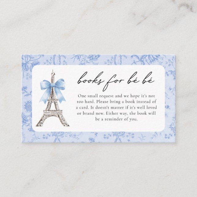 Carte D'accompagnement Bon Jour Be French Toile Baby shower bleu (Devant)