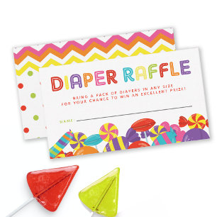 Carte D'accompagnement Bonbons sucrés colorés Baby shower Déchets Raffle