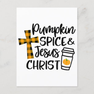 Carte D'accompagnement Bonjour Automne Citrouille Épices et Jésus Christ