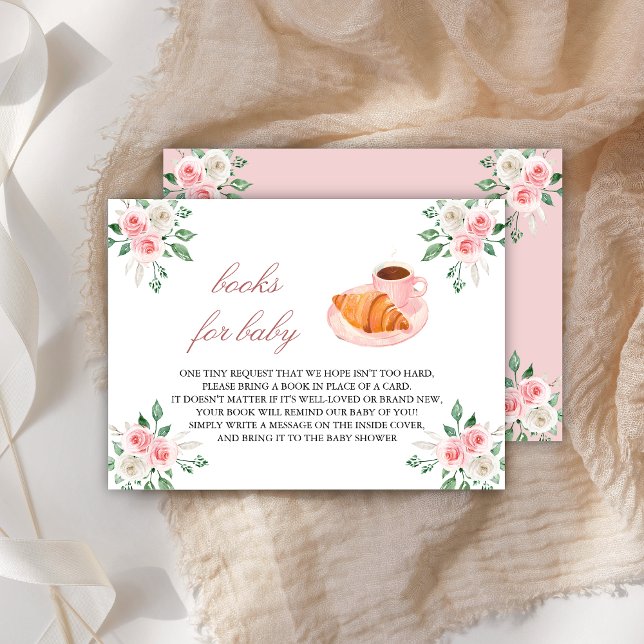 Carte D'accompagnement Bonjour Bebe Café Français Pink Floral Demande de  (Créateur téléchargé)