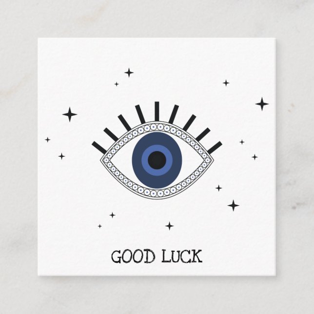 Carte D'accompagnement Bonne chance bleu oeil talisman grec tradition (Devant)