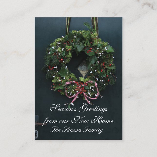 Carte D'accompagnement Bonnes Fêtes couronnes de notre nouvelle maison (Devant)