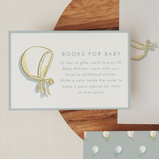 Carte D'accompagnement Bonnet Baby Books (Baby bonnet illustration baby shower Books for Baby enclosure cards)