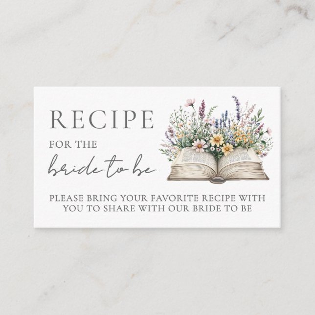 Carte D'accompagnement Book Bridal Shower Recipe (Devant)