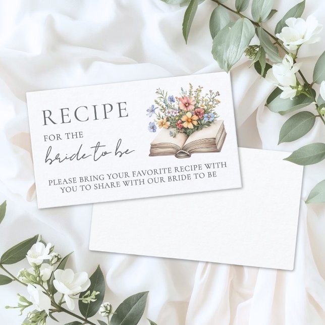 Carte D'accompagnement Book Bridal Shower Recipe (Book Bridal Shower Recipe Enclosure Card)