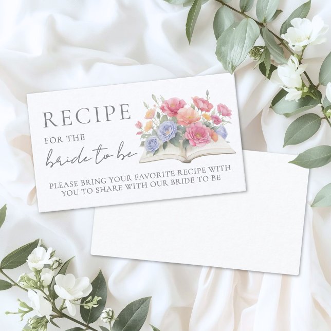 Carte D'accompagnement Book Bridal Shower Recipe (Book Bridal Shower Recipe Enclosure Card )
