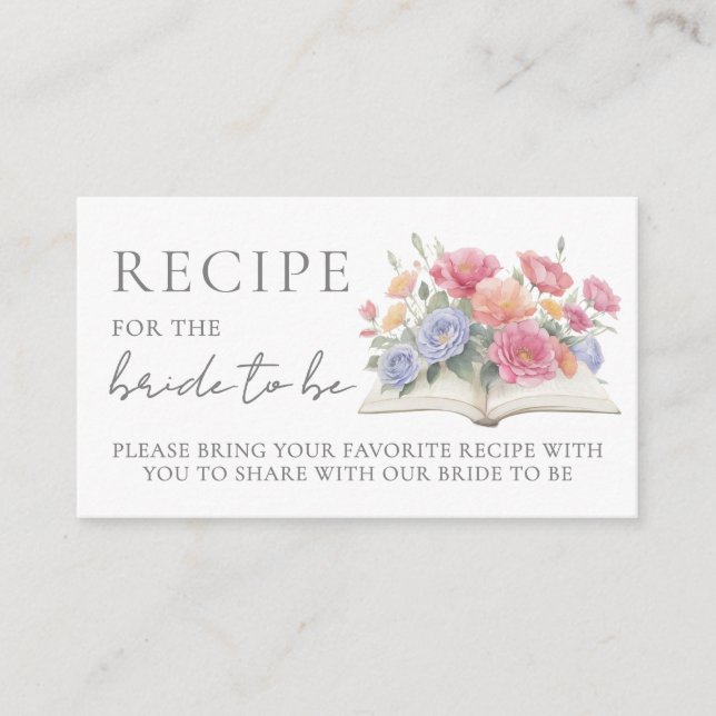 Carte D'accompagnement Book Bridal Shower Recipe (Devant)