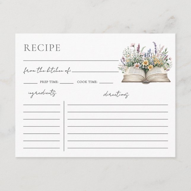 Carte D'accompagnement Book Bridal Shower Recipe Request Card (Devant)