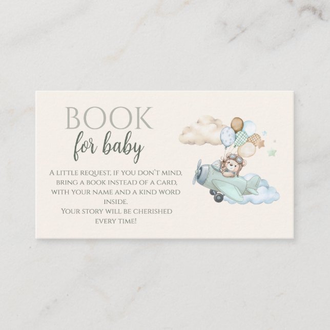 Carte D'accompagnement Book For Baby Card Bearly Wait Airplane Boy  (Devant)