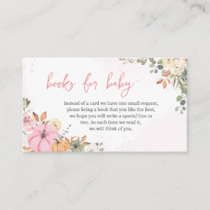 Carte D'accompagnement Books de Baby shower Citrouille Fall Pink pour béb