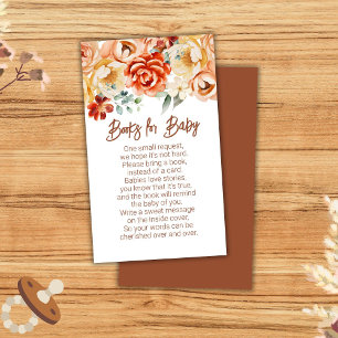 Carte D'accompagnement Books de Baby shower de couleur beige rouille pour