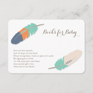 Carte D'accompagnement Books Demande Boho Feather Navy Orange & Turquoise