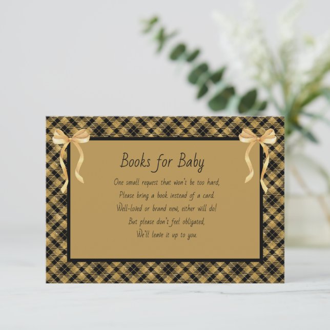 Carte D'accompagnement Books for Baby Black and Gold Plaid (Debout devant)