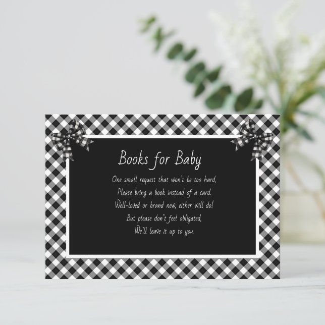 Carte D'accompagnement Books for Baby Black and White Plaid (Debout devant)