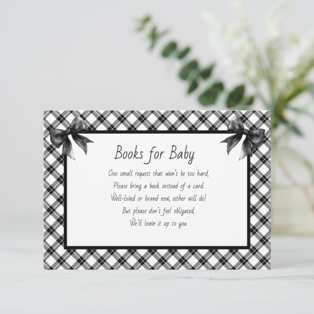 Carte D'accompagnement Books for Baby Black and White Plaid (Debout devant)