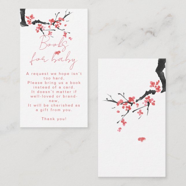 Carte D'accompagnement Books for Baby Blooming Pink Blossom Baby Shower (Devant / Derrière)