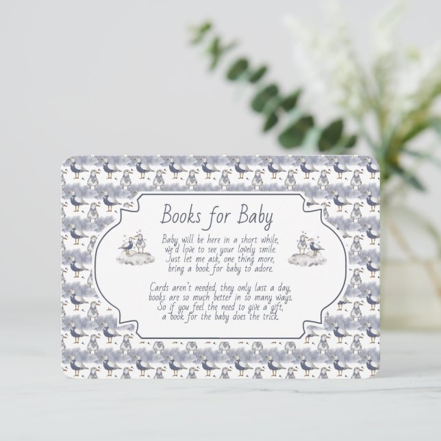 Carte D'accompagnement Books for Baby Blue Seagull Seashells (Debout devant)