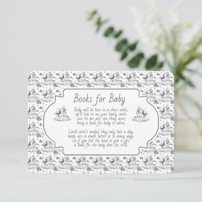 Carte D'accompagnement Books for Baby Blue Seagull Seashells (Debout devant)