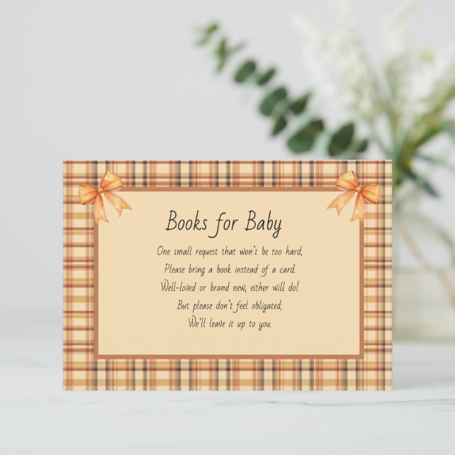 Carte D'accompagnement Books for Baby Brown and Orange Plaid (Debout devant)
